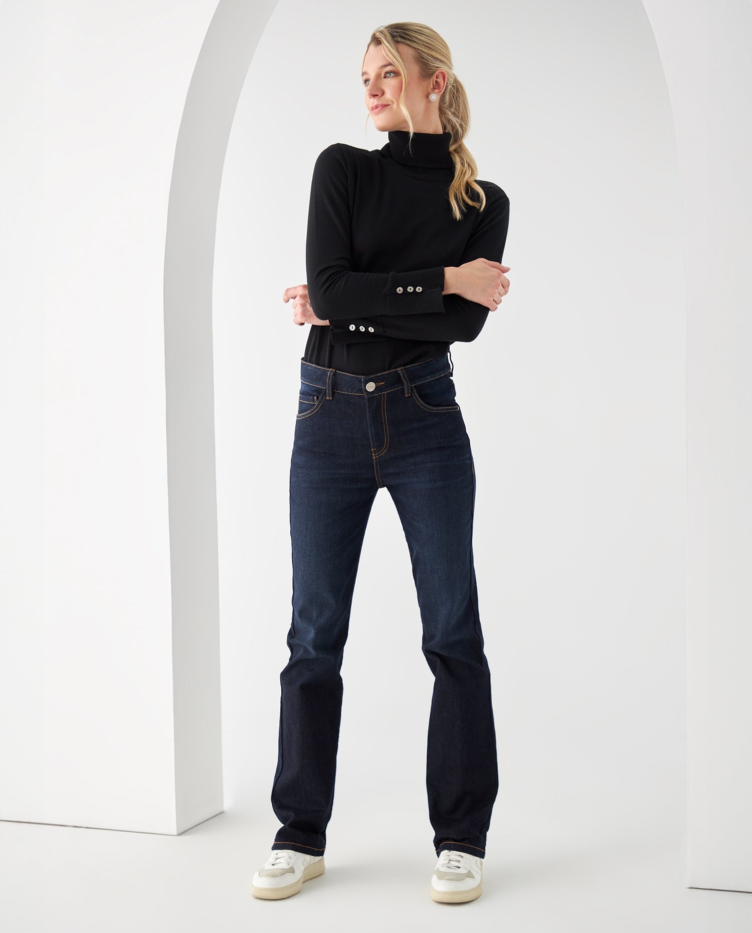 Jean Straight oscuro para mujer - Azul