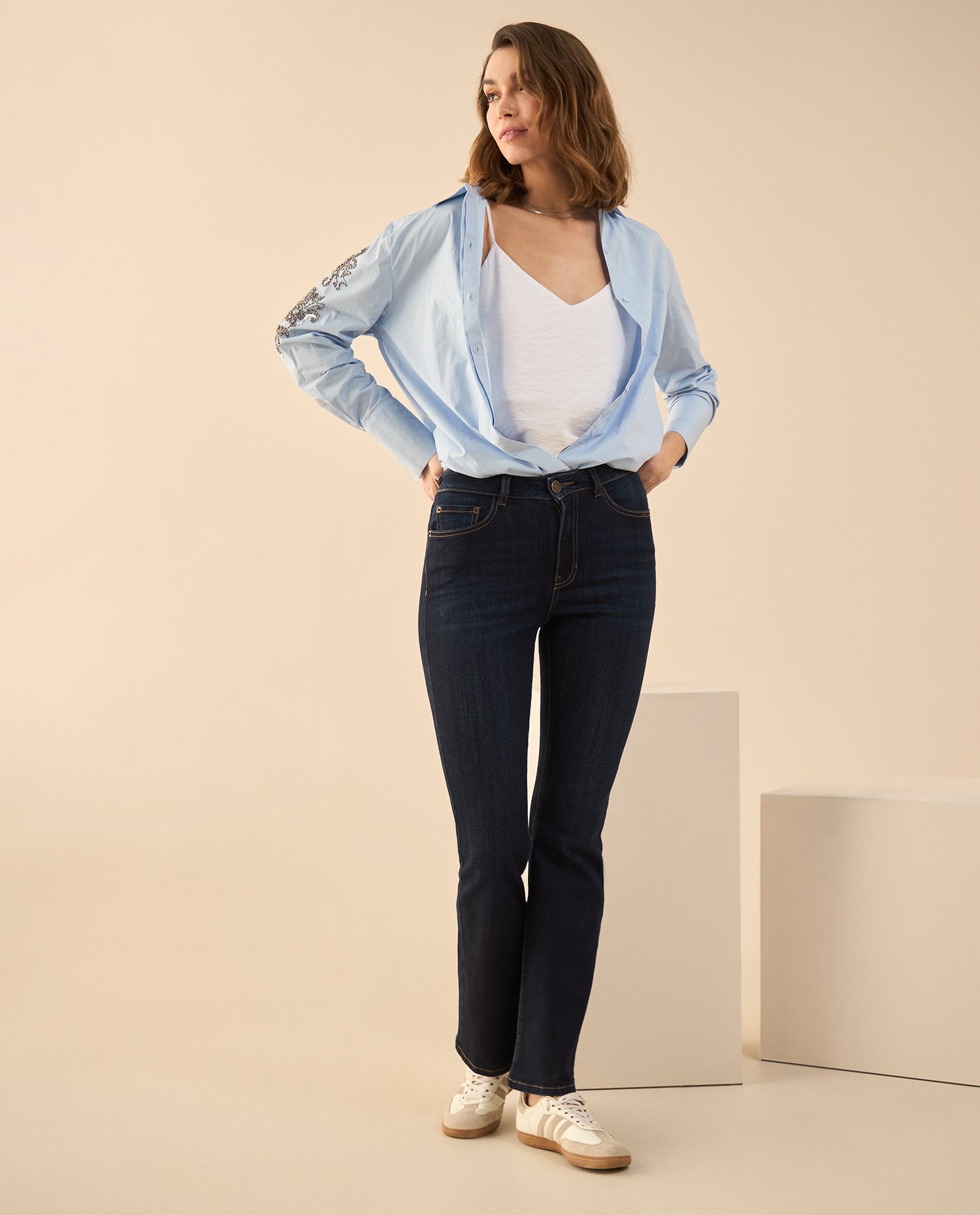 Jean tono oscuro para mujer - Azul