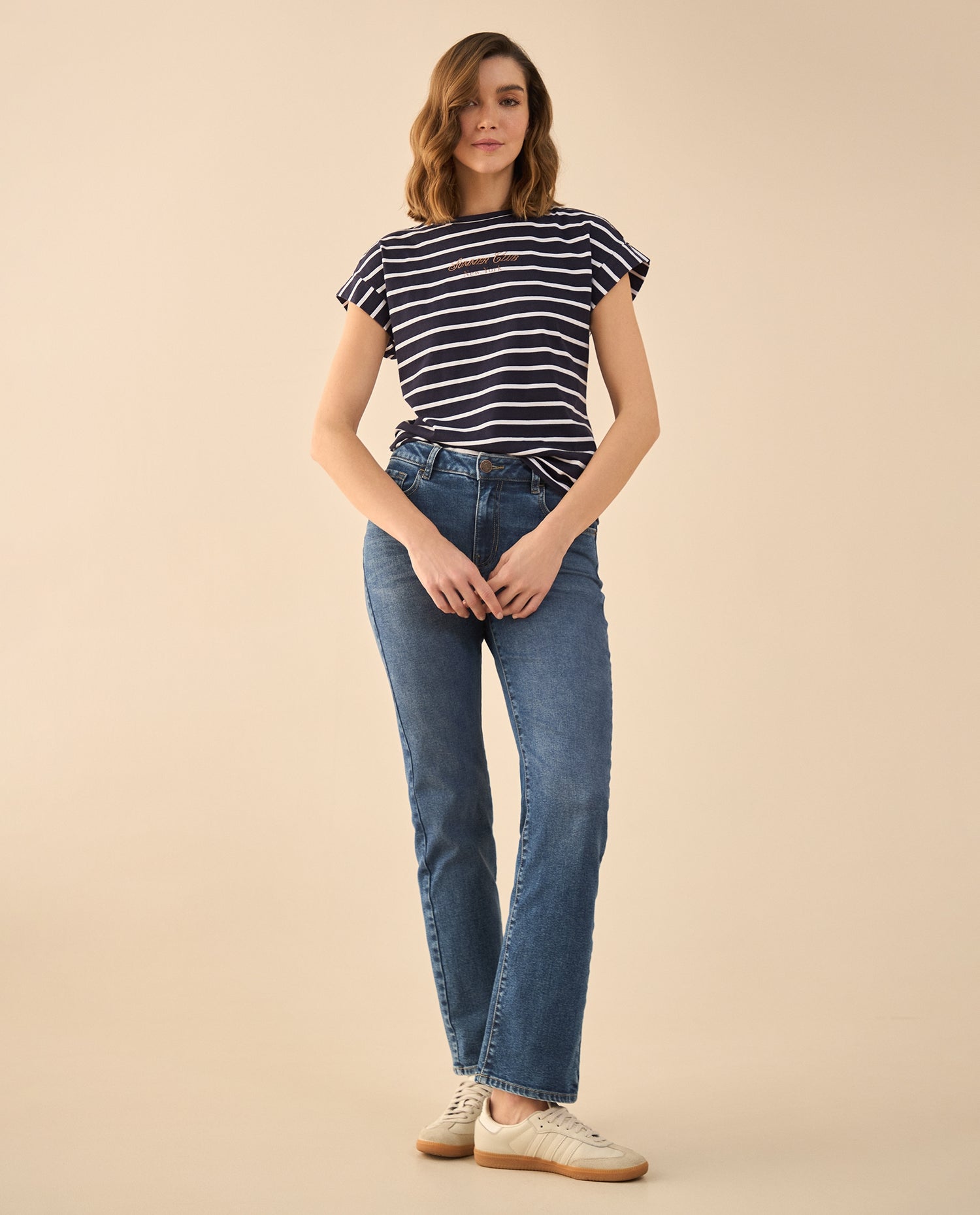 Jean Straight Tiro alto para mujer - Azul