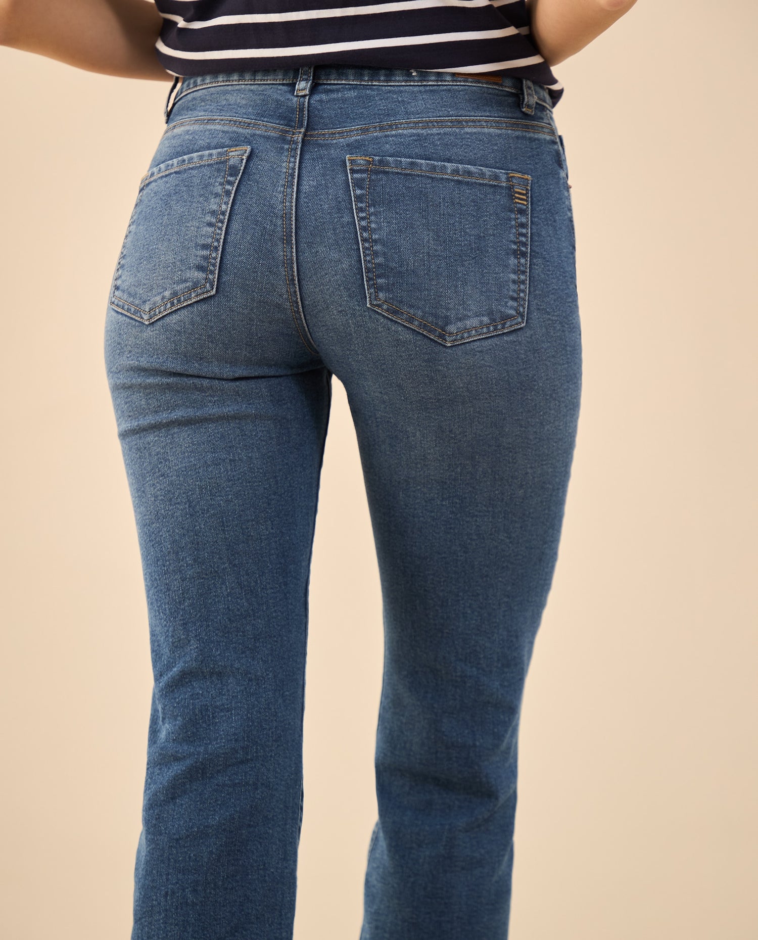 Jean Straight Tiro alto para mujer - Azul