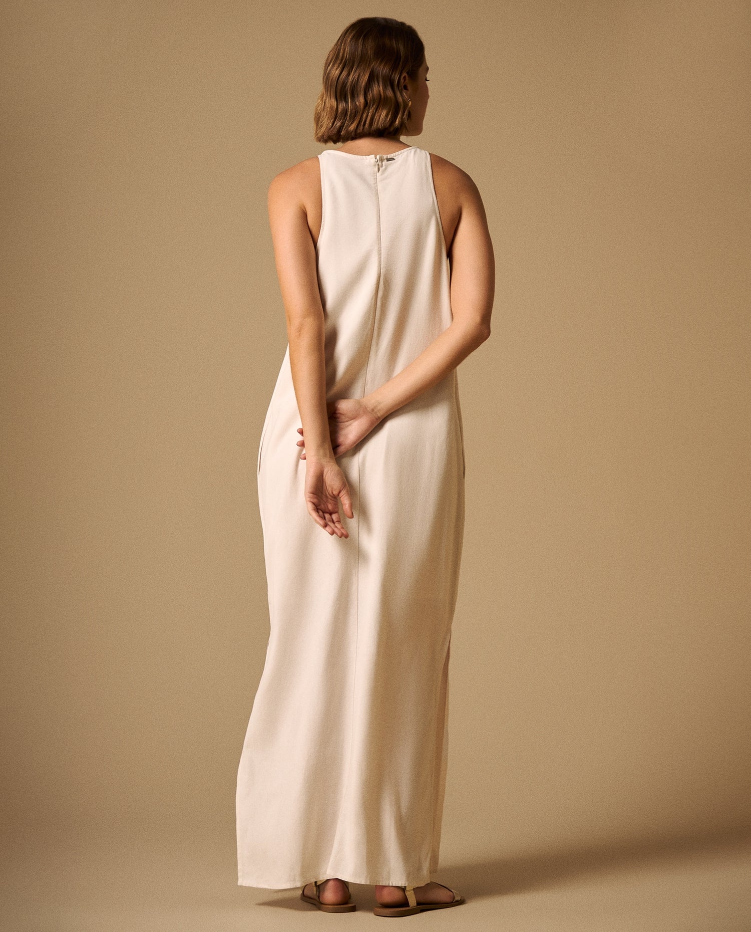 Vestido Maxi Blanco con Abertura Lateral - Blanco