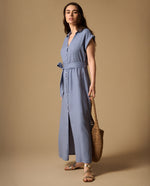 Vestido Camisero Azul con Cinturón Incluido - Azul