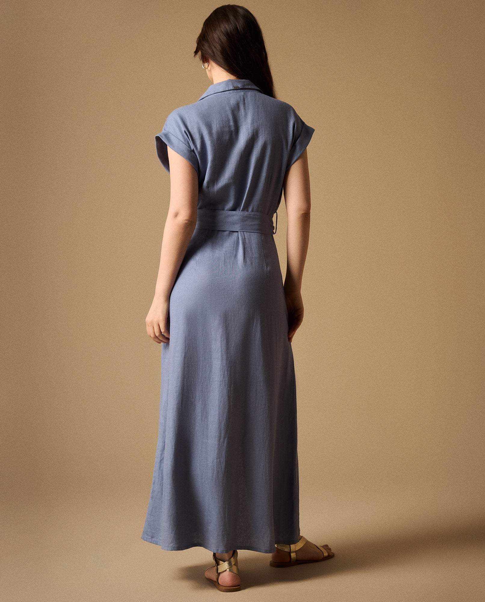 Vestido Camisero Azul con Cinturón Incluido - Azul 34_199G004_AZU174015_5