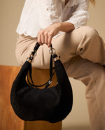 Bolso negro en suede - Negro