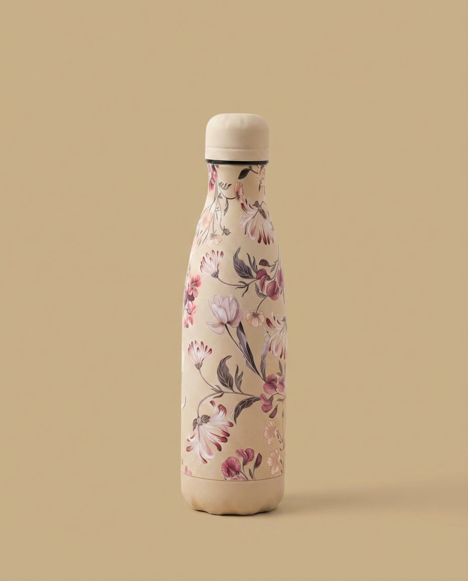 Termo en acero inoxidable con estampado floral - Beige 34_280H000_BEI151220_0