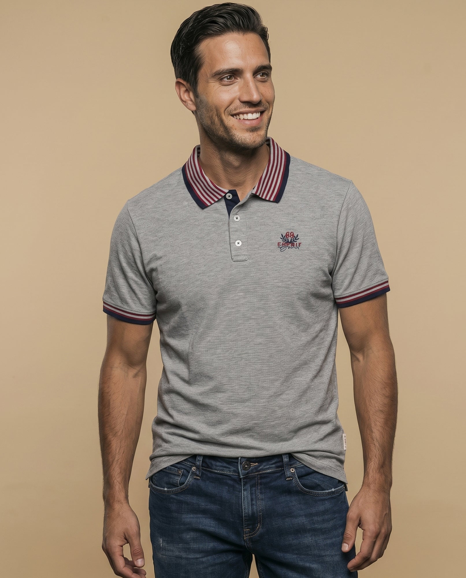 Camiseta polo logo bordado - Gris 34_301E316_GRI190810_0