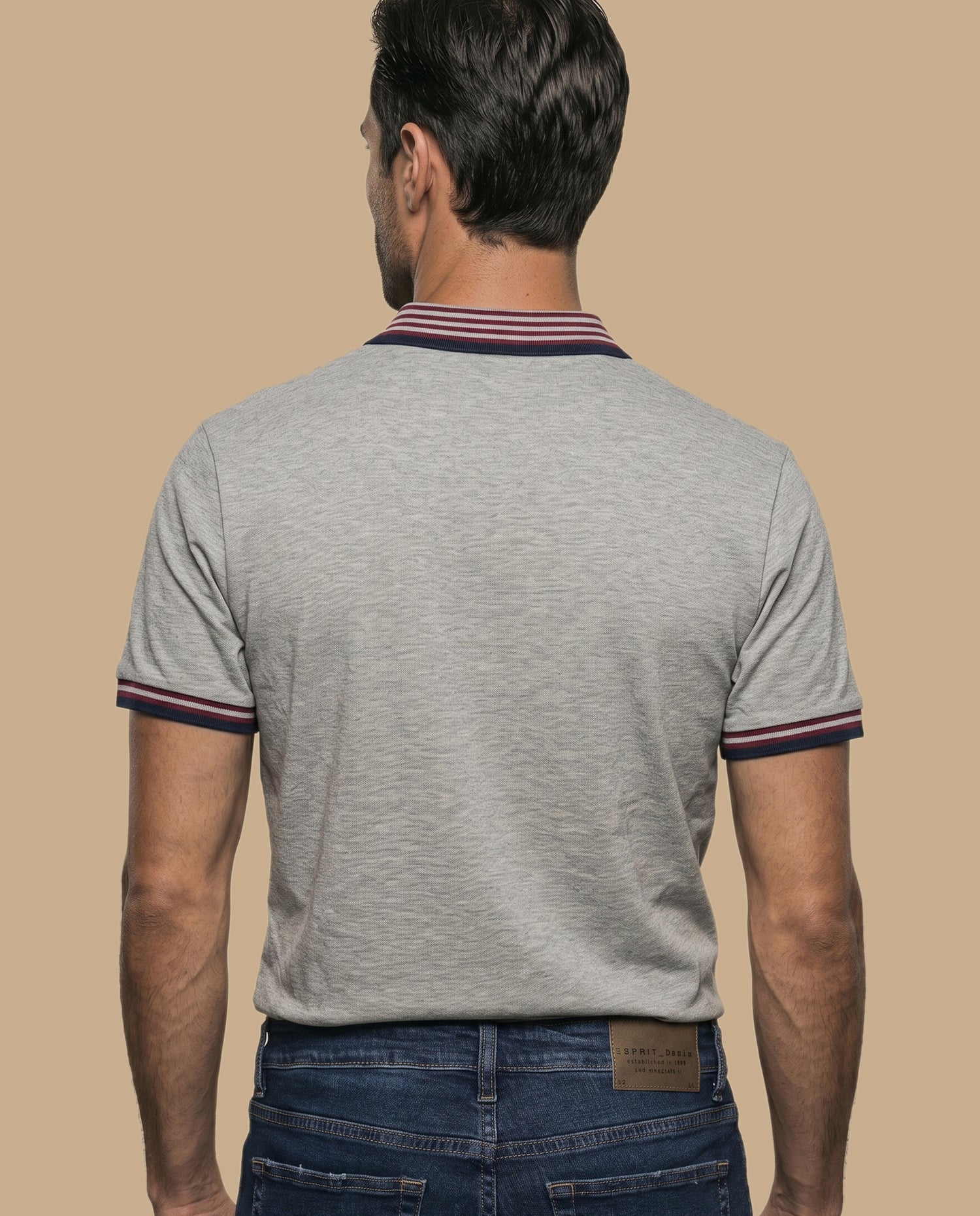 Camiseta polo logo bordado - Gris