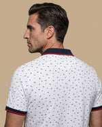 Polo estampado geométrico ajustado - Blanco