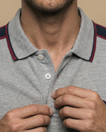 Polo regular bordado clásico hombre - Gris