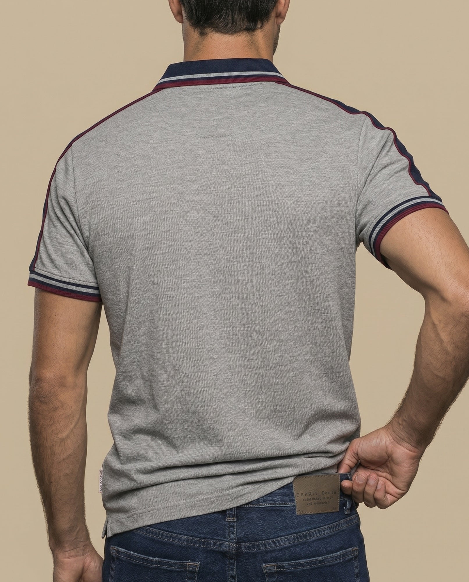 Polo regular bordado clásico hombre - Gris 34_305E317_GRI146408_4