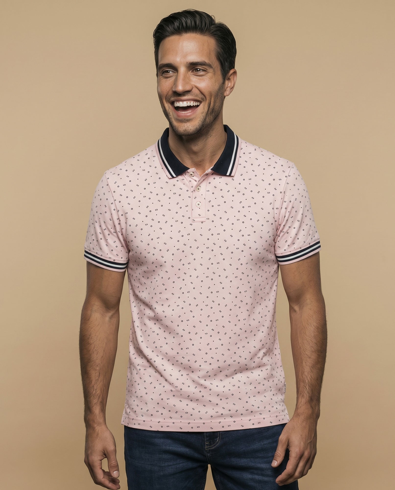 Polo estampado geométrico manga corta - Rosa 34_305E321_ROS141714_0