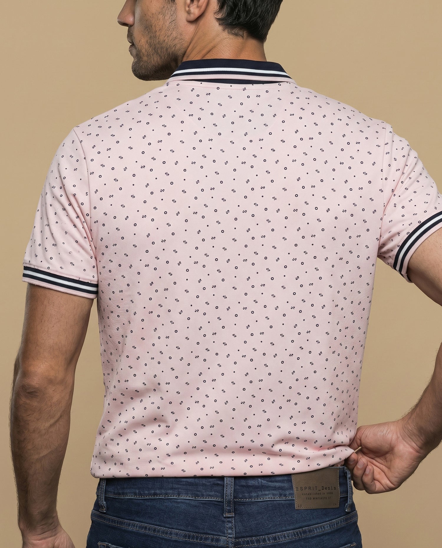 Polo estampado geométrico manga corta - Rosa