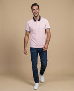 Polo estampado geométrico manga corta - Rosa