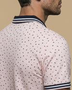 Polo estampado geométrico manga corta - Rosa
