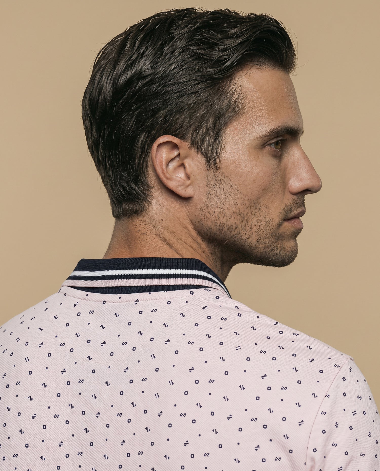 Polo estampado geométrico manga corta - Rosa