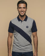 Polo manga corta bicolor con franja diagonal para hombre - Gris