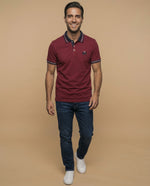 Polo azul bordado ajuste regular - Rojo