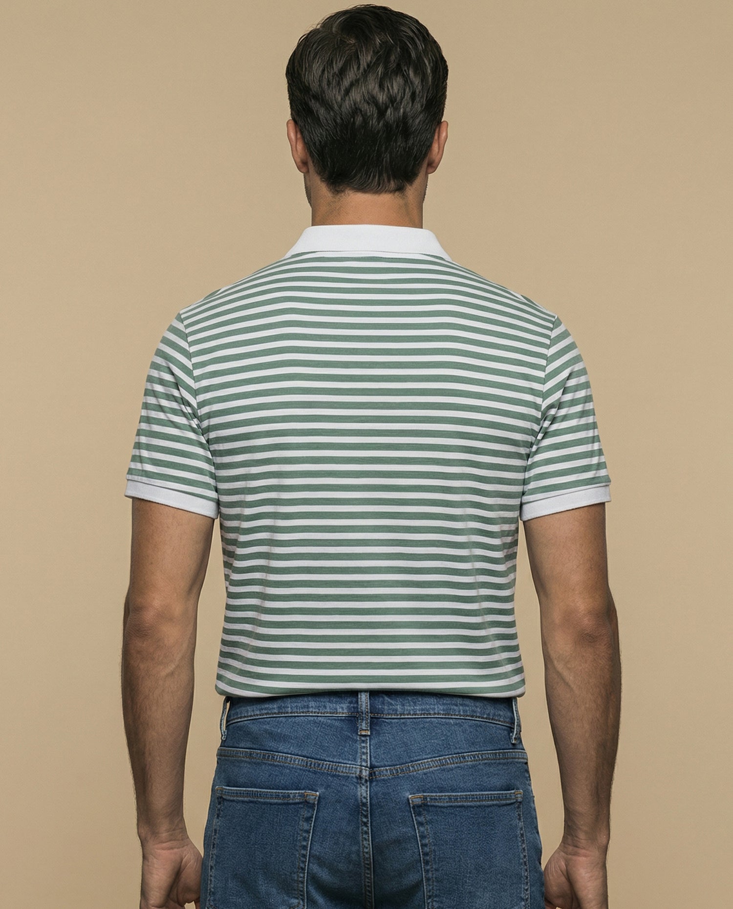 Polo manga corta con estampado de micromotivo geométrico para hombre - Amarillo