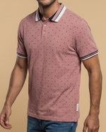 Polo manga corta con estampado de micromotivo geométrico para hombre - Rosa