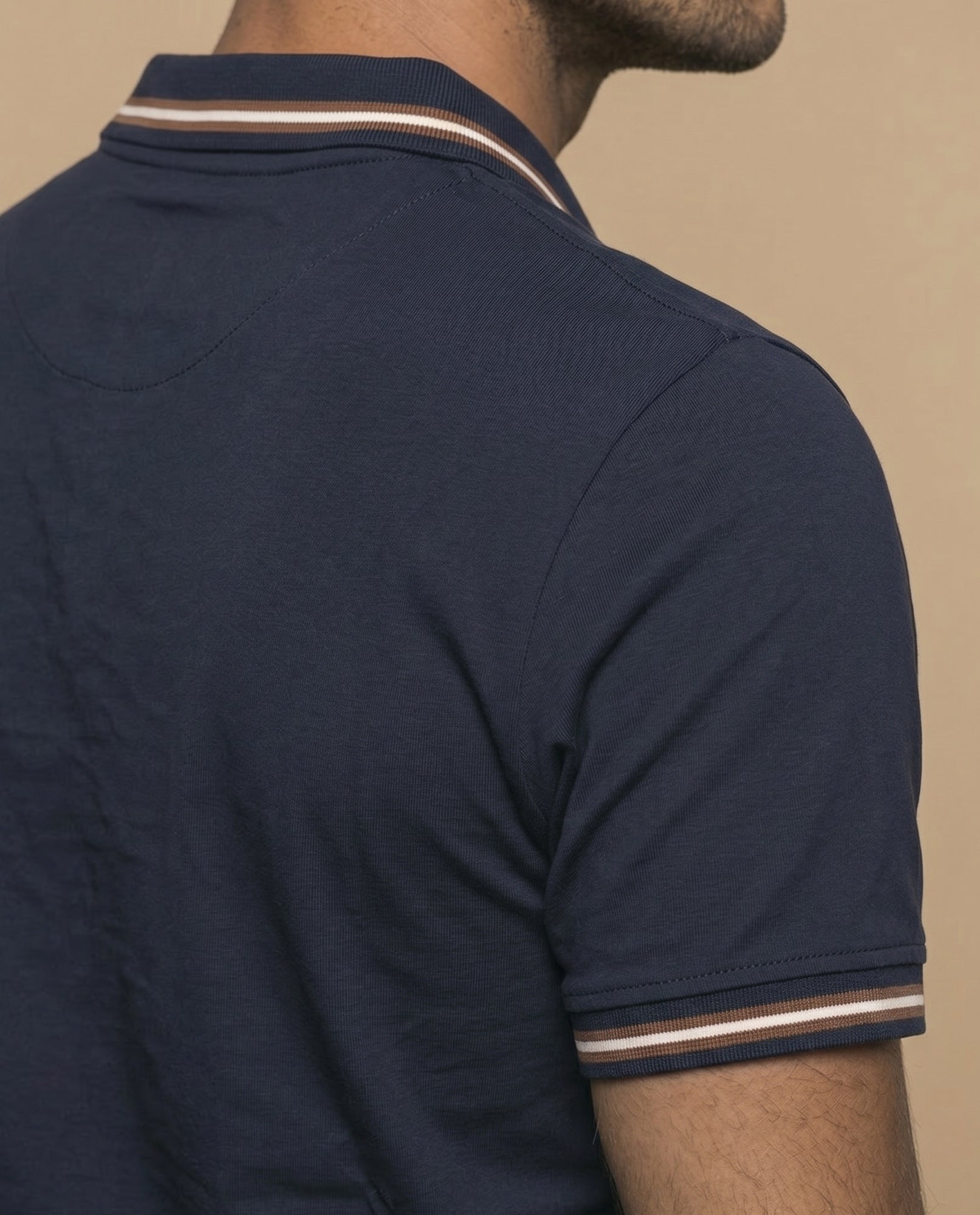 Polo manga corta con ribetes a rayas para hombre - Azul 34_305E356_AZU193921_6