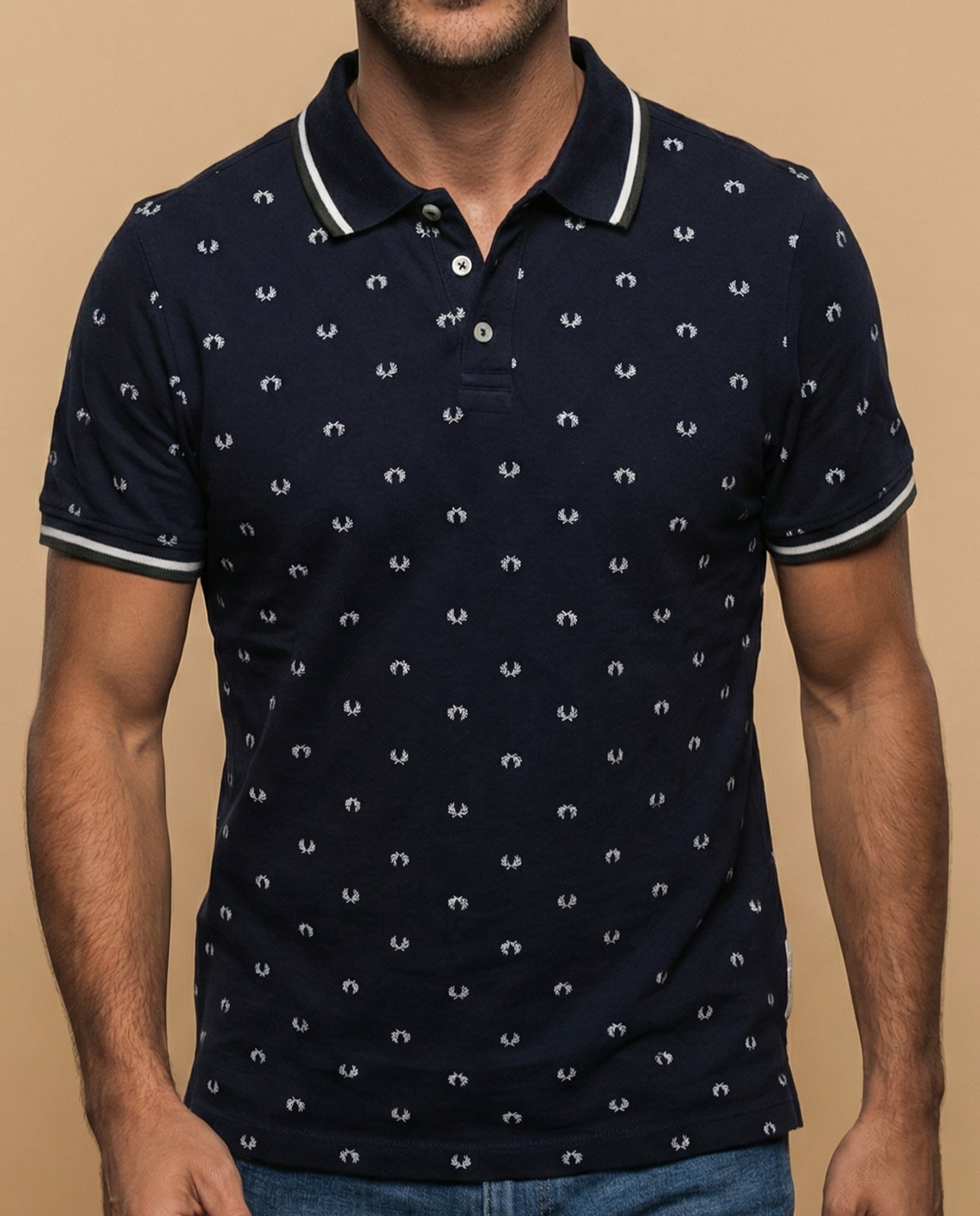 Polo manga corta con estampado all-over - Azul 34_305E360_AZU184930_3