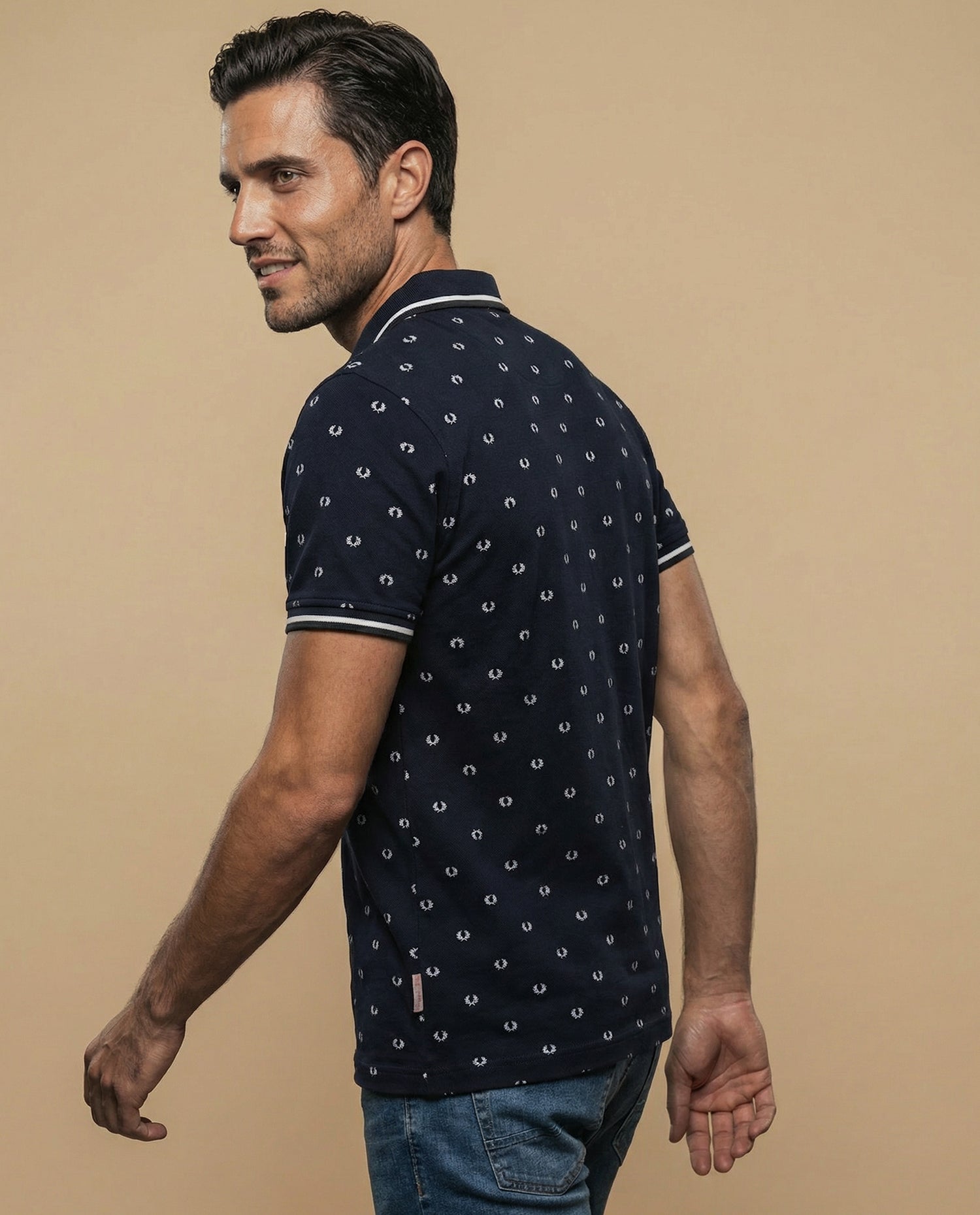 Polo manga corta con estampado all-over - Azul