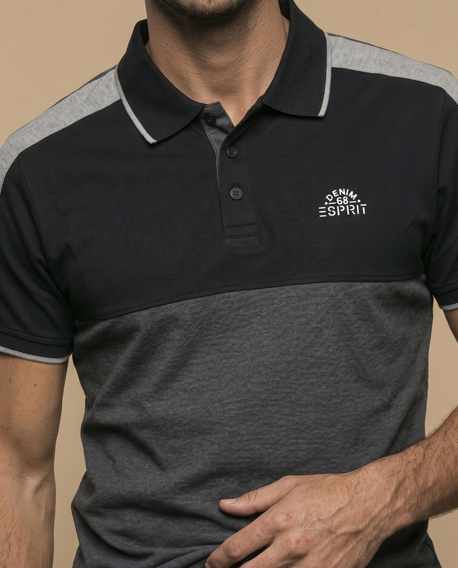 Polo regular logo bordado - Gris