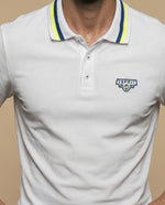 Polo azul bordado ajustado - Blanco