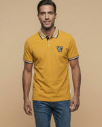 Polo deportivo manga corta con bordado y ribetes - Amarillo