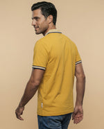 Polo deportivo manga corta con bordado y ribetes - Amarillo