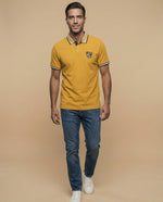 Polo deportivo manga corta con bordado y ribetes - Amarillo