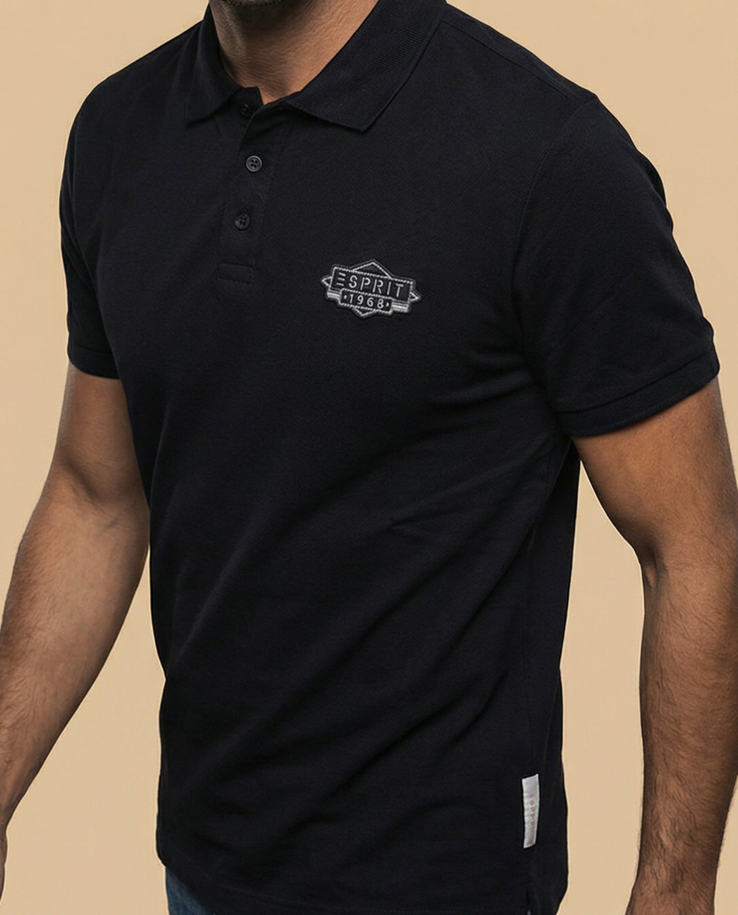 Polo regular logo estampado - Negro