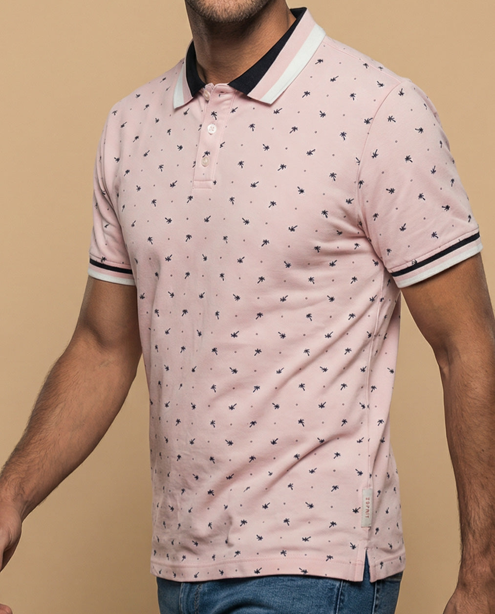 Polo manga corta con estampado de motivos pequeños - Rosa 34_305E385_ROS171643_3