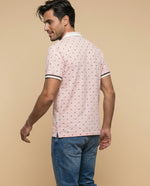 Polo manga corta con estampado de motivos pequeños - Rosa