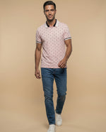 Polo manga corta con estampado de motivos pequeños - Rosa