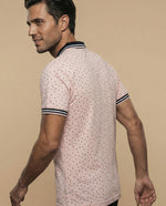 Polo manga corta con estampado de motivos pequeños - Rosa