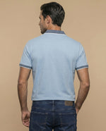 Polo manga corta con cuello camisero a rayas para hombre - Azul