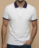 Polo manga corta con detalles contrastantes para hombre - Blanco