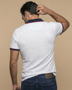 Polo manga corta con detalles contrastantes para hombre - Blanco