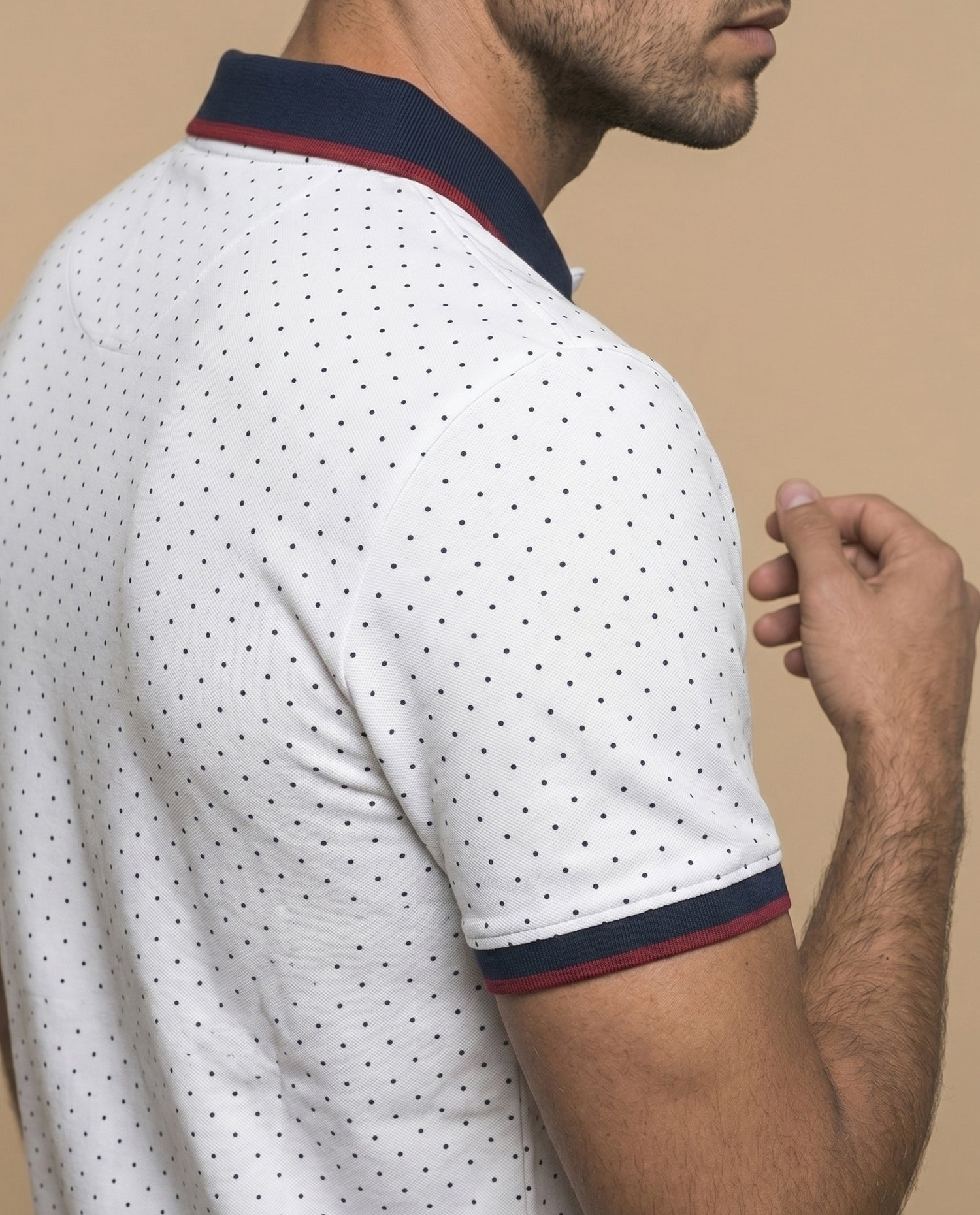 Polo manga corta con detalles contrastantes para hombre - Blanco