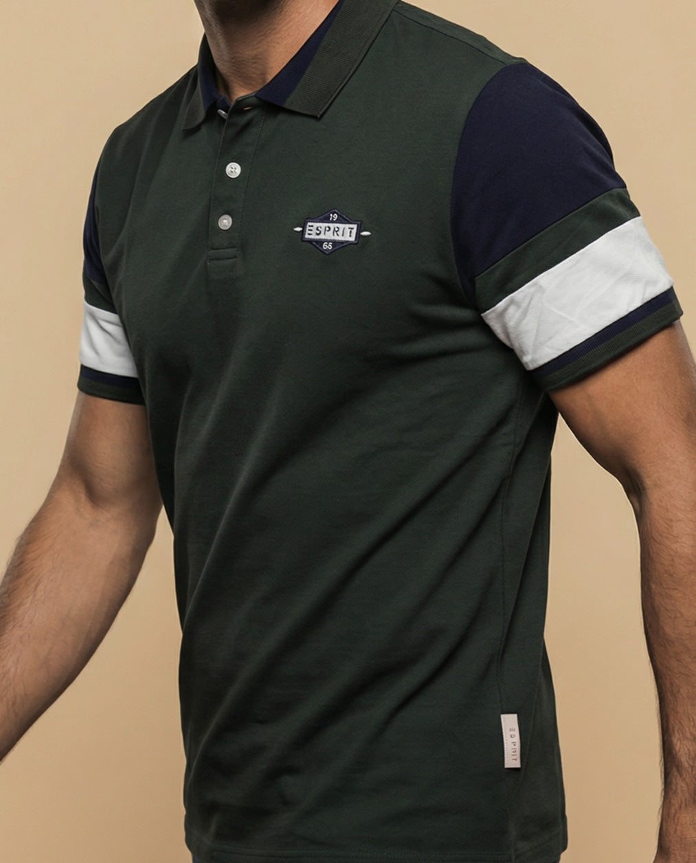 Polo deportivo manga corta color block para hombre - Verde 34_305F308_VER190622_3