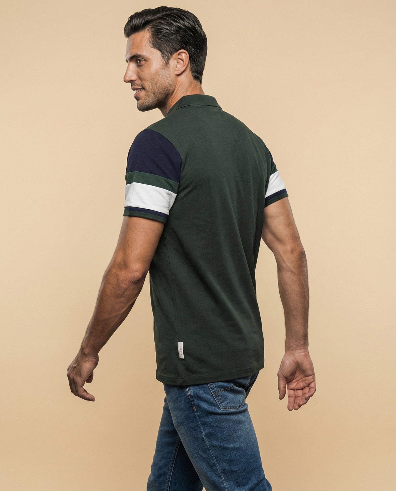 Polo deportivo manga corta color block para hombre - Verde 34_305F308_VER190622_4
