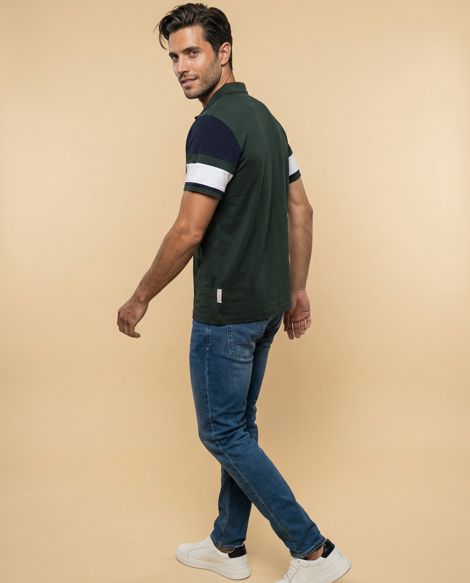 Polo deportivo manga corta color block para hombre - Verde 34_305F308_VER190622_6