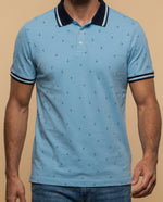 Polo manga corta con estampado de anclas náuticas - Azul