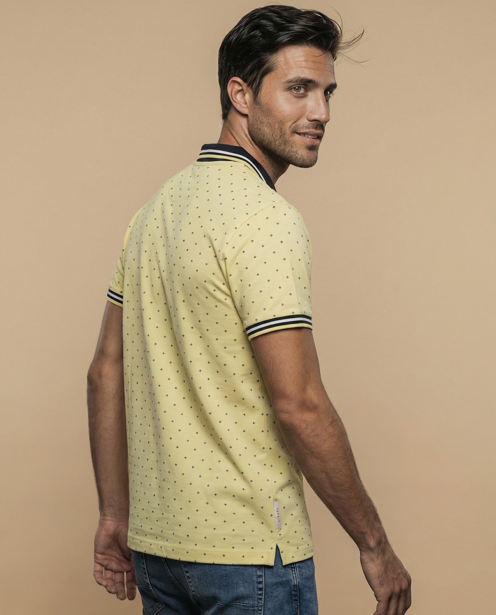 Polo manga corta con estampado de puntos para hombre - Amarillo 34_305F313_AMA150743_4