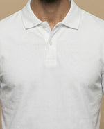 Polo manga corta con cuello camisero y ribete contrastante para hombre - Blanco