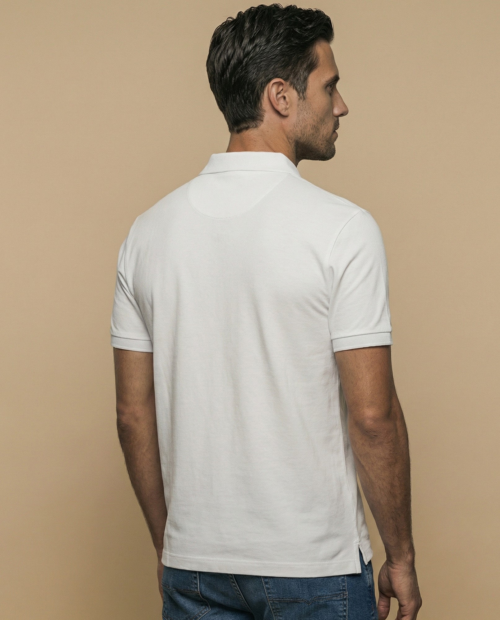 Polo manga corta con cuello camisero y ribete contrastante para hombre - Blanco 34_305F317_BLA114001_4