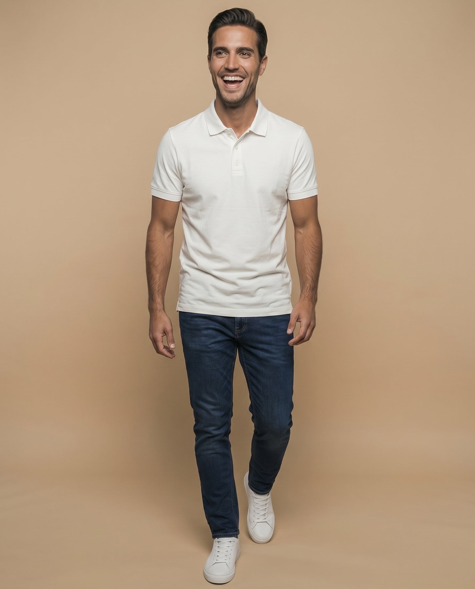 Polo manga corta con cuello camisero y ribete contrastante para hombre - Verde 34_305F317_VER144504_5