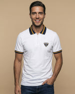 Polo manga corta con cuello y puños contrastados para hombre - Blanco