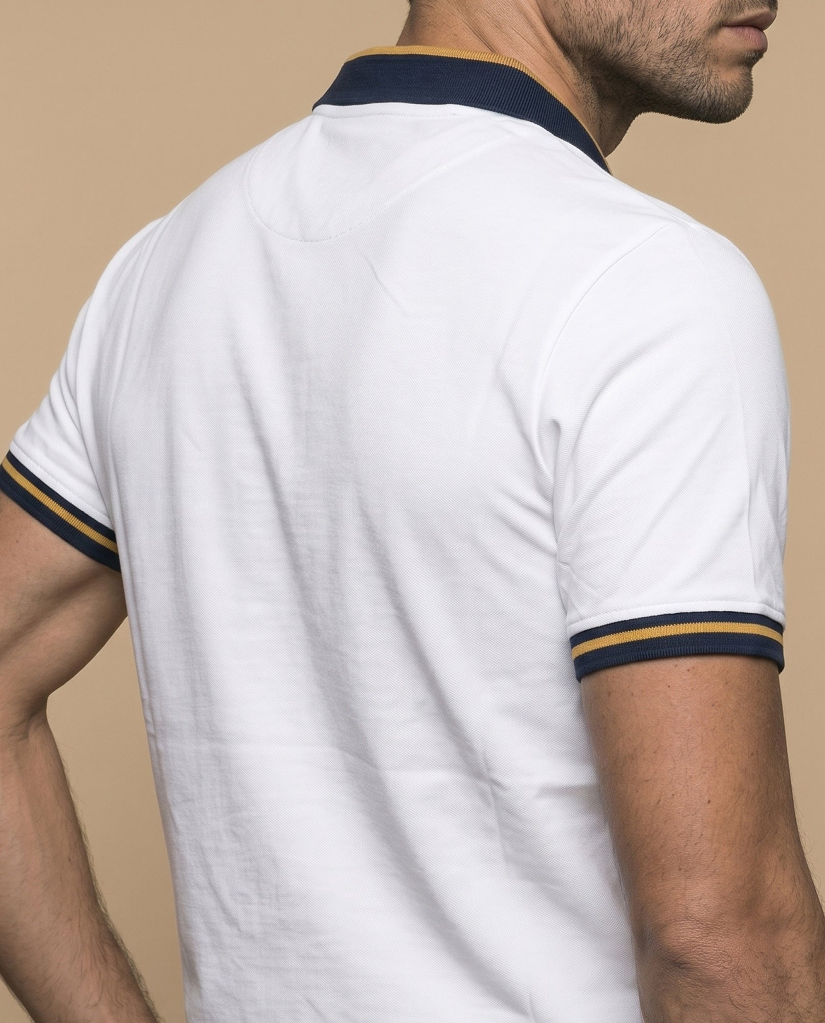 Polo manga corta con cuello y puños contrastados para hombre - Blanco 34_305F319_BLA120601_6